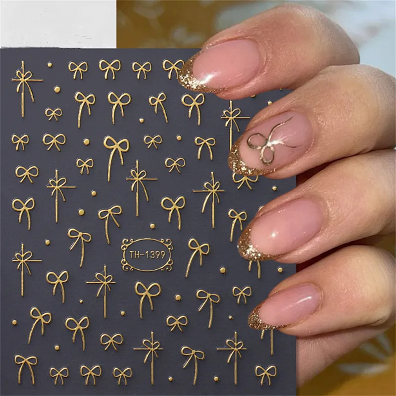 Gold Flower Nail Stickers
